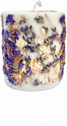 Vela botánica decorativa - Cera de soja natural vertida a mano con flores reales - 5 aromas