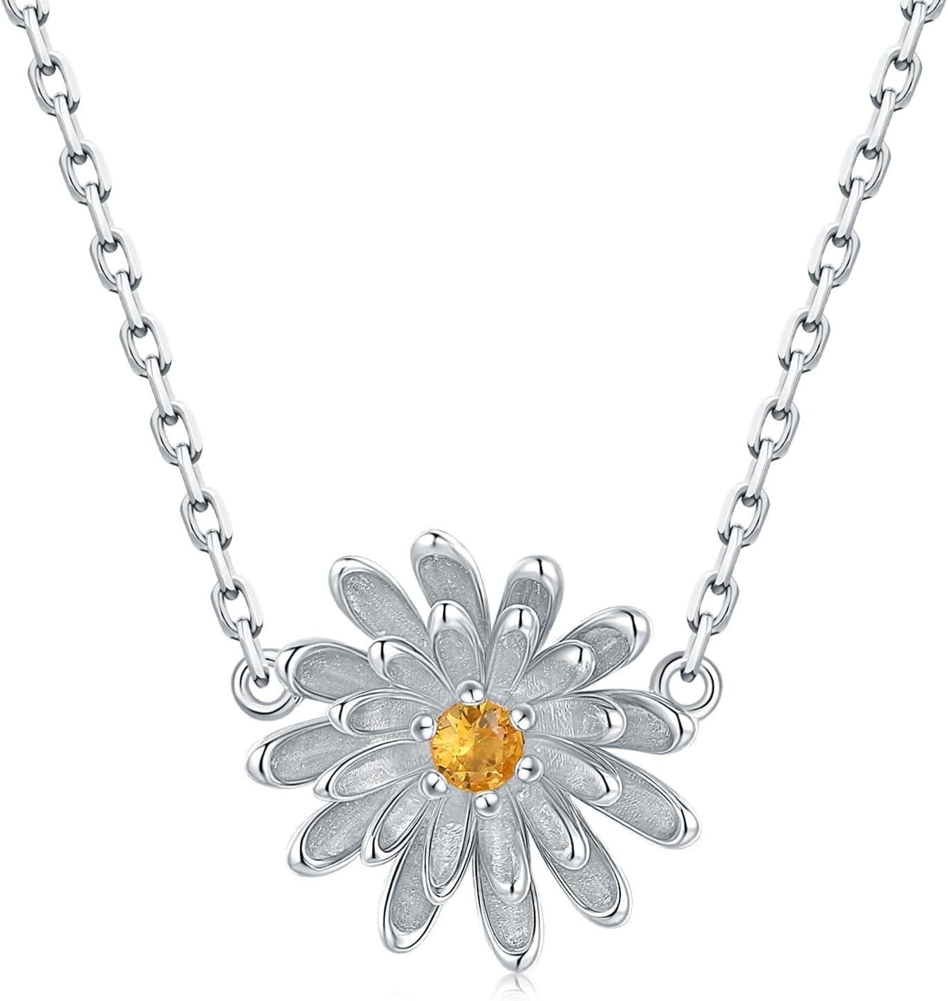 Birthstone Birth Flower Necklace: Sterling Silver Personalized Birthday Jewelry Gift for Women, Dainty Floral Pendant Keepsake for Her