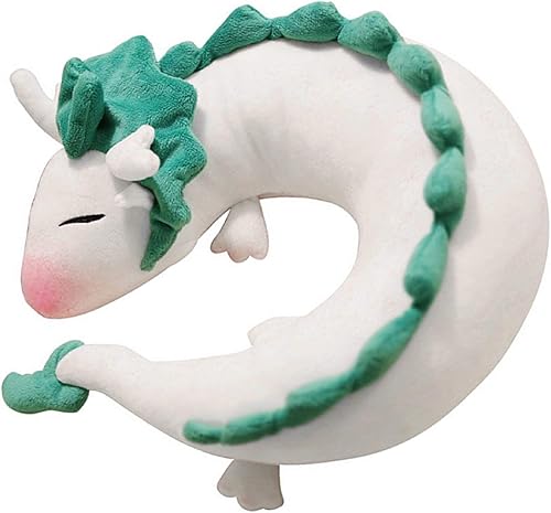 ForBEST - Almohada en forma de U de dragón de peluche, almohada de cuello de juguete de anime, lindo dragón blanco, el mejor regalo para niños