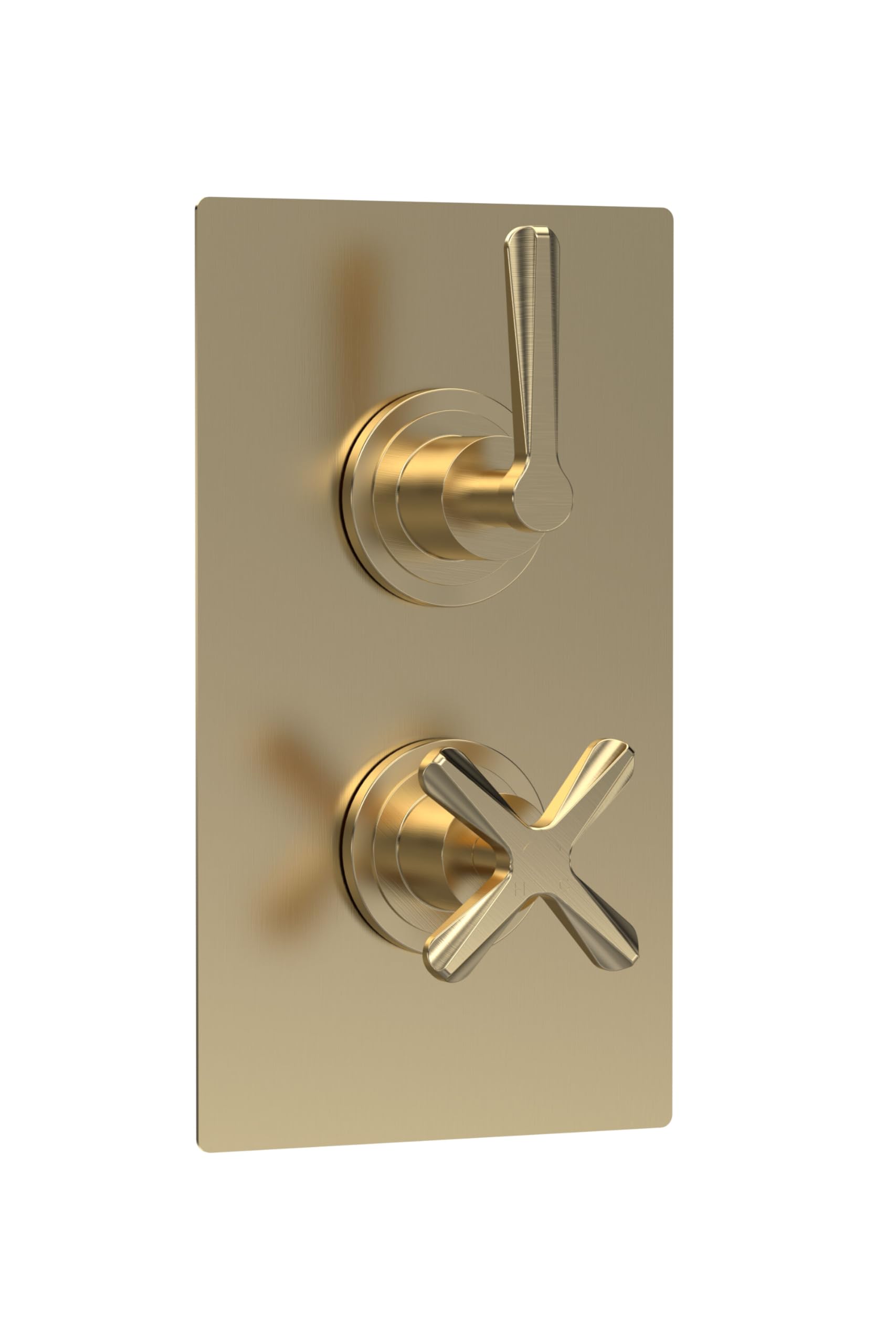 Connect Twin Concealed Crosshead Thermostatic Shower Valve (1 Outlets) - Brushed Brass - Balterley 5056678437537