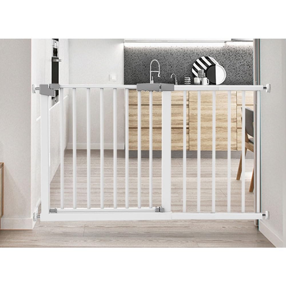 Cancello retrattile per animali domestici, regolabile 76-82 cm con estensione di 14 cm, ideale per scale e porte, barriera di sicurezza interna, facile da installare, design adatto agli animali