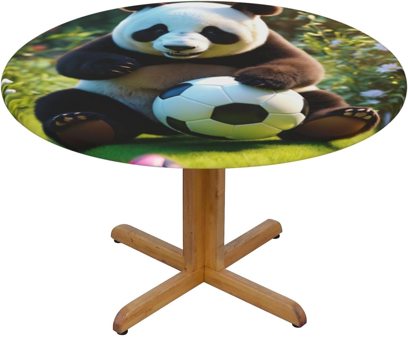 Panda Print Outdoor Patio Kitchen Decor Supplies Wipeable Round Table Cloth for Indoor Outdoor
