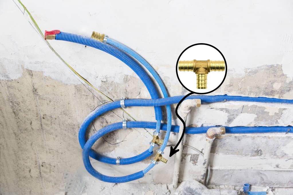 25 Pack 1/2" PEX Fittings, PEX Tee Fittings, Brass PEX Fittings for PEX Tubing Pipe