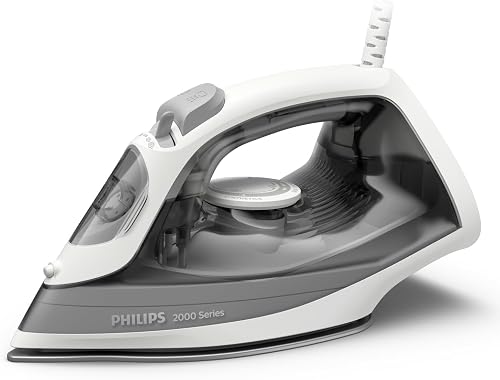 Philips Serie 2000 Ferro da stiro - Fino a 25g/min di vapore. 2000W. Serbatoio 250ml. 4 Impostazioni del vapore. Piastra in ceramica. Leggero per una stiratura rapida e facile. Grigio (DST2020/80)