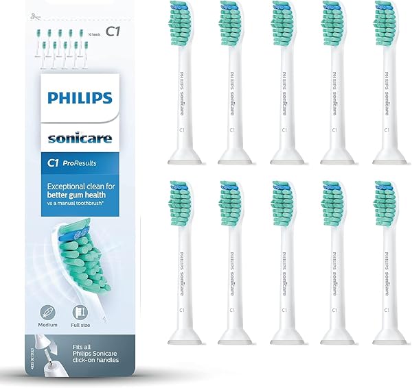 Philips Sonicare C1 ProResults-Bürstenköpfe für elektrische Schallzahnbürsten, 10 Stück (Modell HX6010/32)