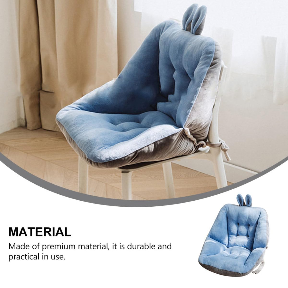 PLAFOPE Cuscino Design Unico Orecchie di per Sedia Schienale Integrato, Morbido e Pratico in Poliestere Blu Dimensioni 45x45 Cm per Ufficio e Soggiorno