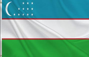 Uzbekistan Flag 3x5FT,Heavy Duty 100D Polyester,Vivid Colors,Republic of Uzbekistan Flags with 2 Brass Grommets for Indoor Outdoor. 3x5