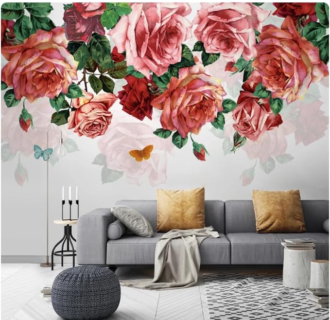 Papier peint panoramique rose 3D grand format 300x210 cm pour canapé