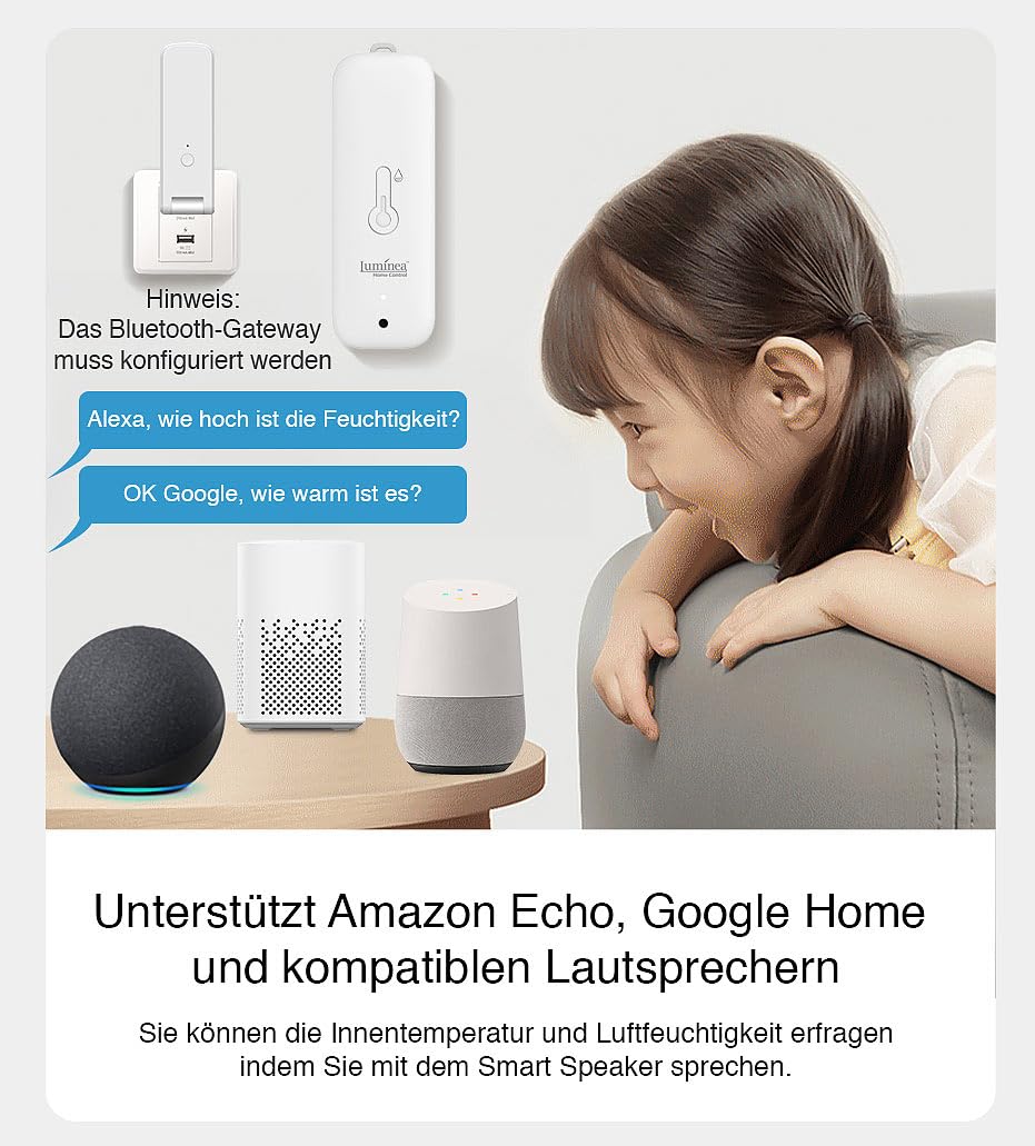 Luminea Home Control Funk Sensor: 8er-Set Thermometer & Hygrometer mit Bluetooth & App, wetterfest, IP65 (Thermometer für Außenbereiche, Digitale innen außen, Frost)