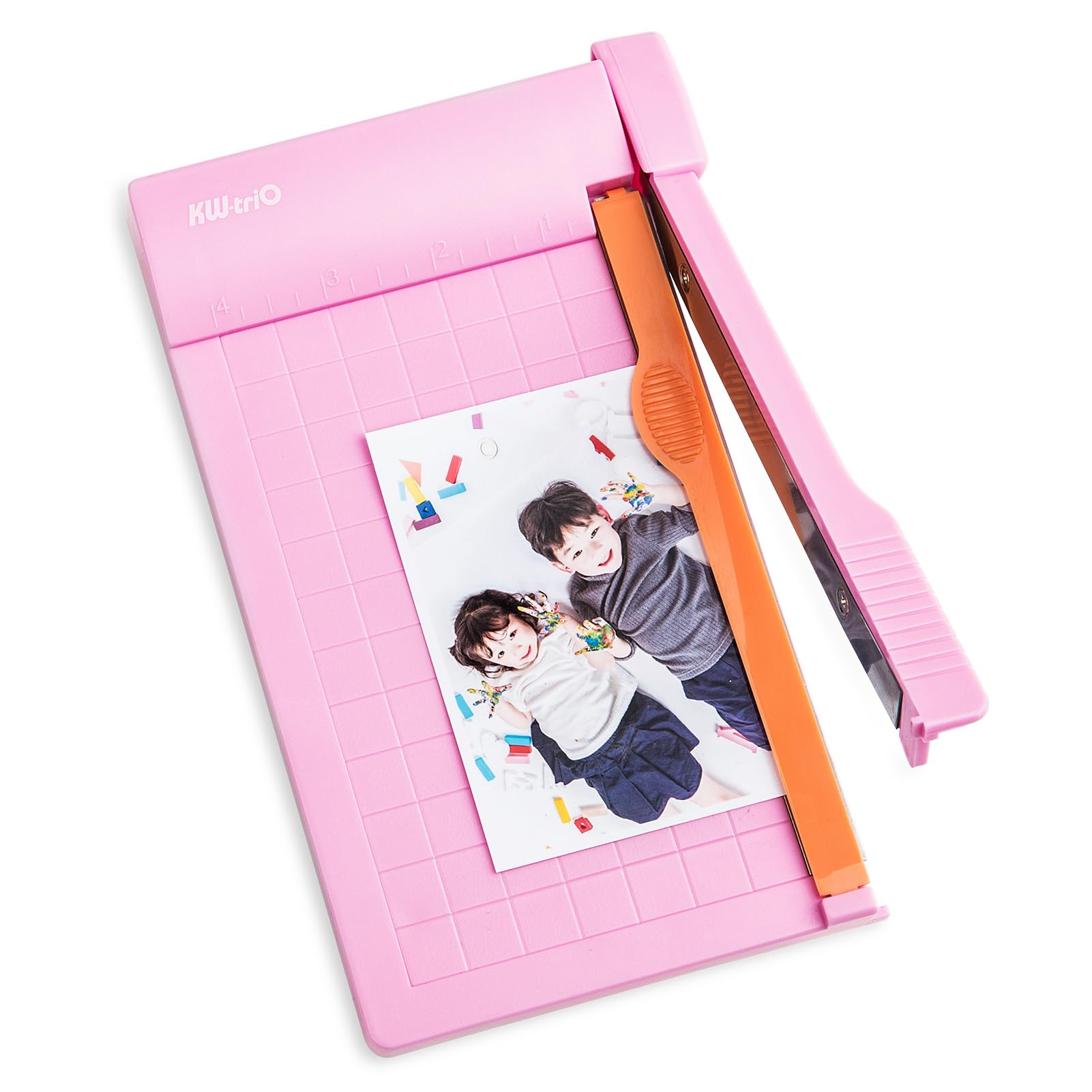 Mini A5 Paper Trimmer 4x6in Panel Size Portable Desktop Manual Photo Paper Cutter for Craft Cards Scrapbooking Home School Office (Pink)