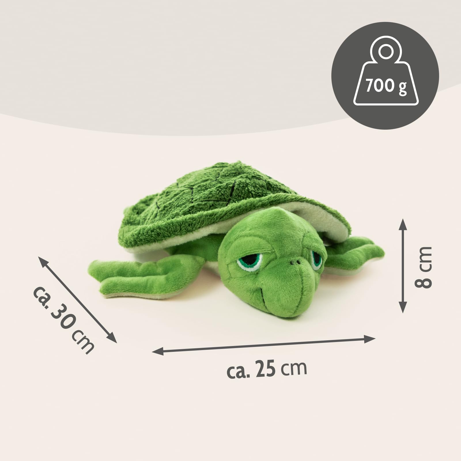 Habibi Botella de agua caliente de felpa con diseño de tortuga verde con funda extraíble
