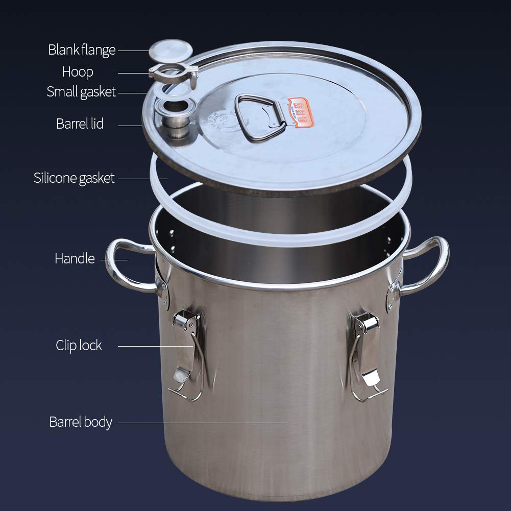 New fermenter 201 stainless steel home brewing fermentation sealed Barrel beer wine grain oil and rice flour storage barrel (50L)