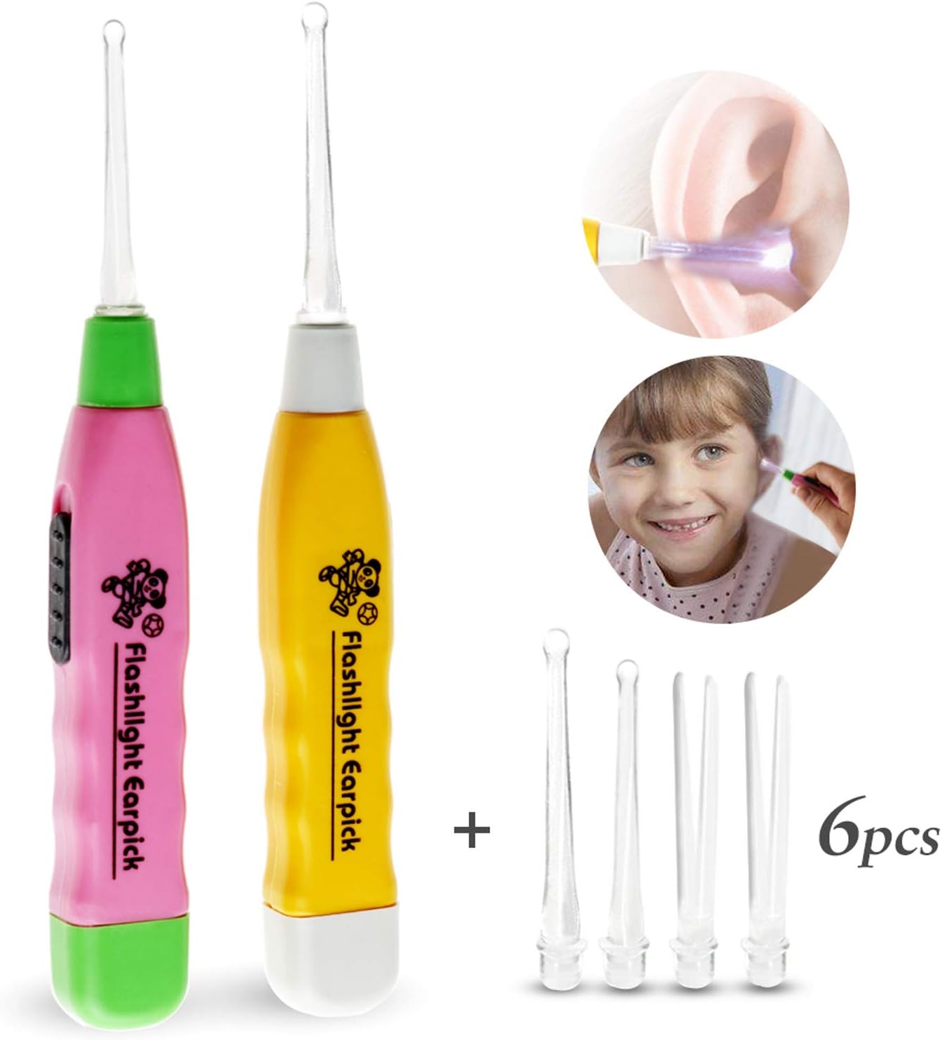 Unijoyily Ear Pick with Light 6Pecs Ear Picks Wax Removal Kit Candle Led Ear Picker with Light Ear Curette Loop Earwax Removal for Baby Kids Adult Ear Wax Removal Tool Ear Curette Earwax Ear Candles