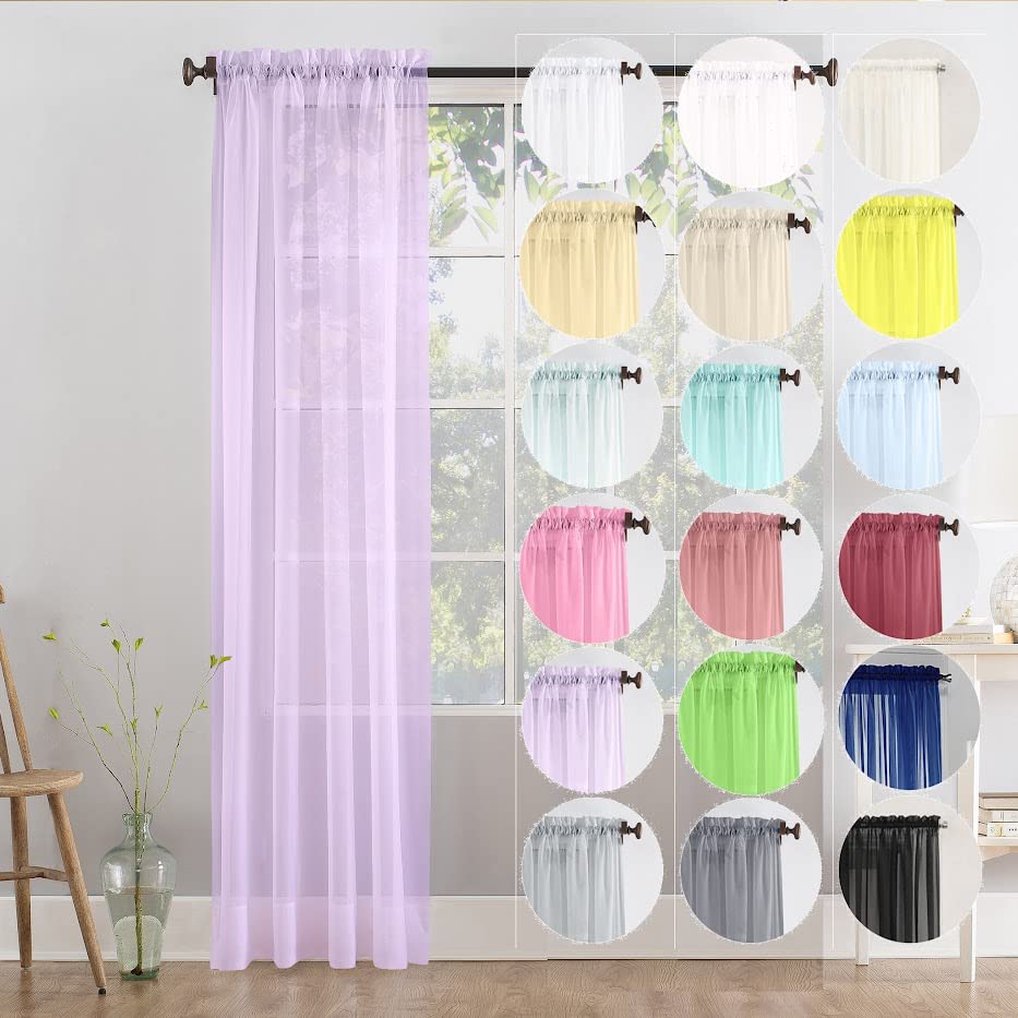 Megachest single panel slot top sheer voile curtain(lilac, 56" wideX81 drop 1 Panel)