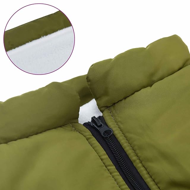 Foto 7 de 8 de vidaXL Abrigo para perro con arnés verde oliva 4XL forro polar y poliéster, chaqueta ajustable para perros