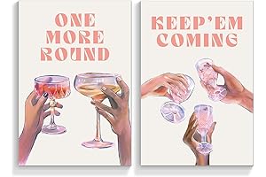 foefvpeft Funky Bar Cart Decor Aesthetic Canvas Wall Art, 2 Piece 12x16in...