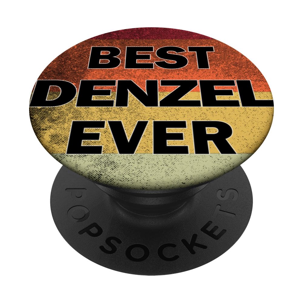 Personalized Name Denzel I love Denzel Retro vintage Style PopSockets Swappable PopGrip, Black