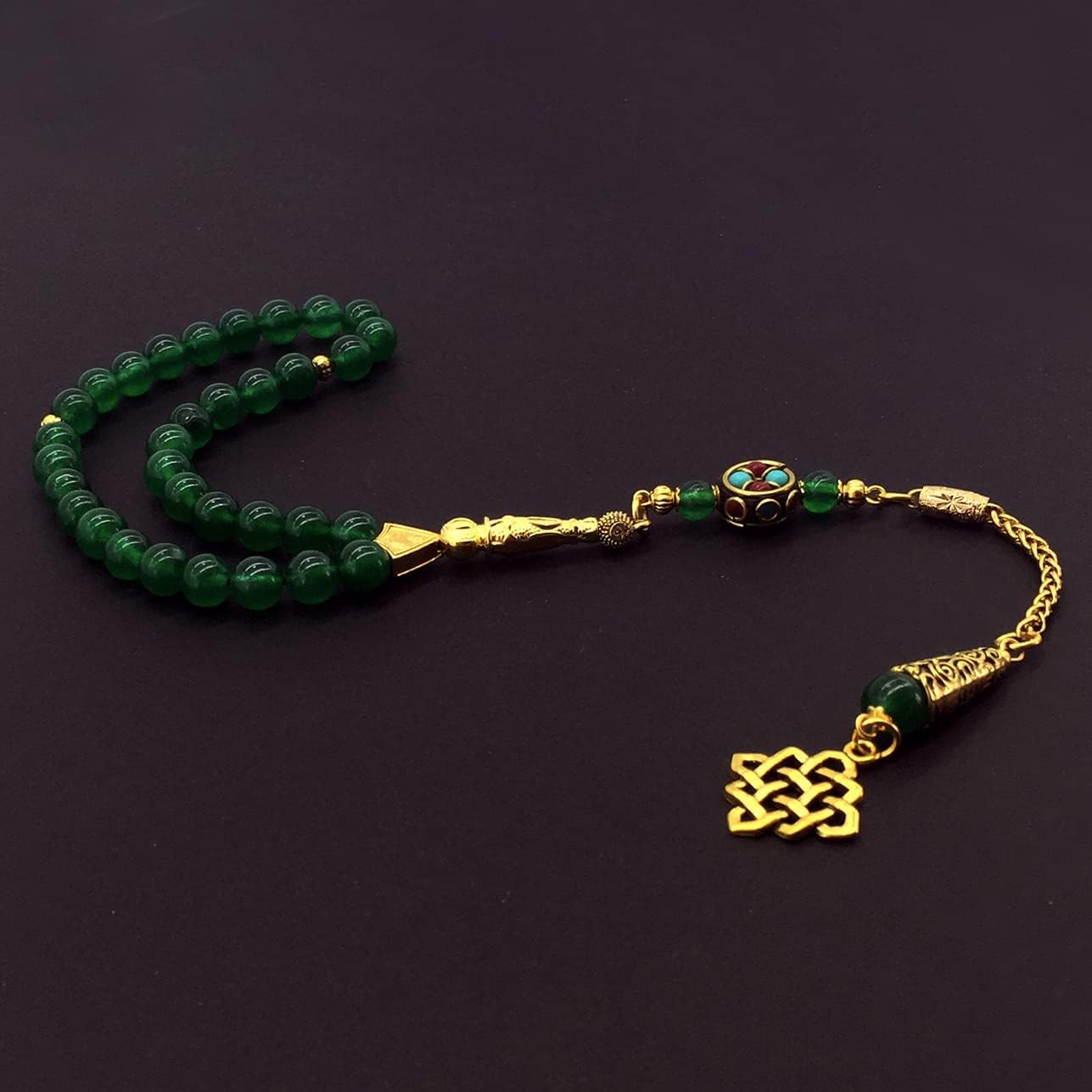 Green Jade Stone (8 mm-33 Beads) Prayer Beads