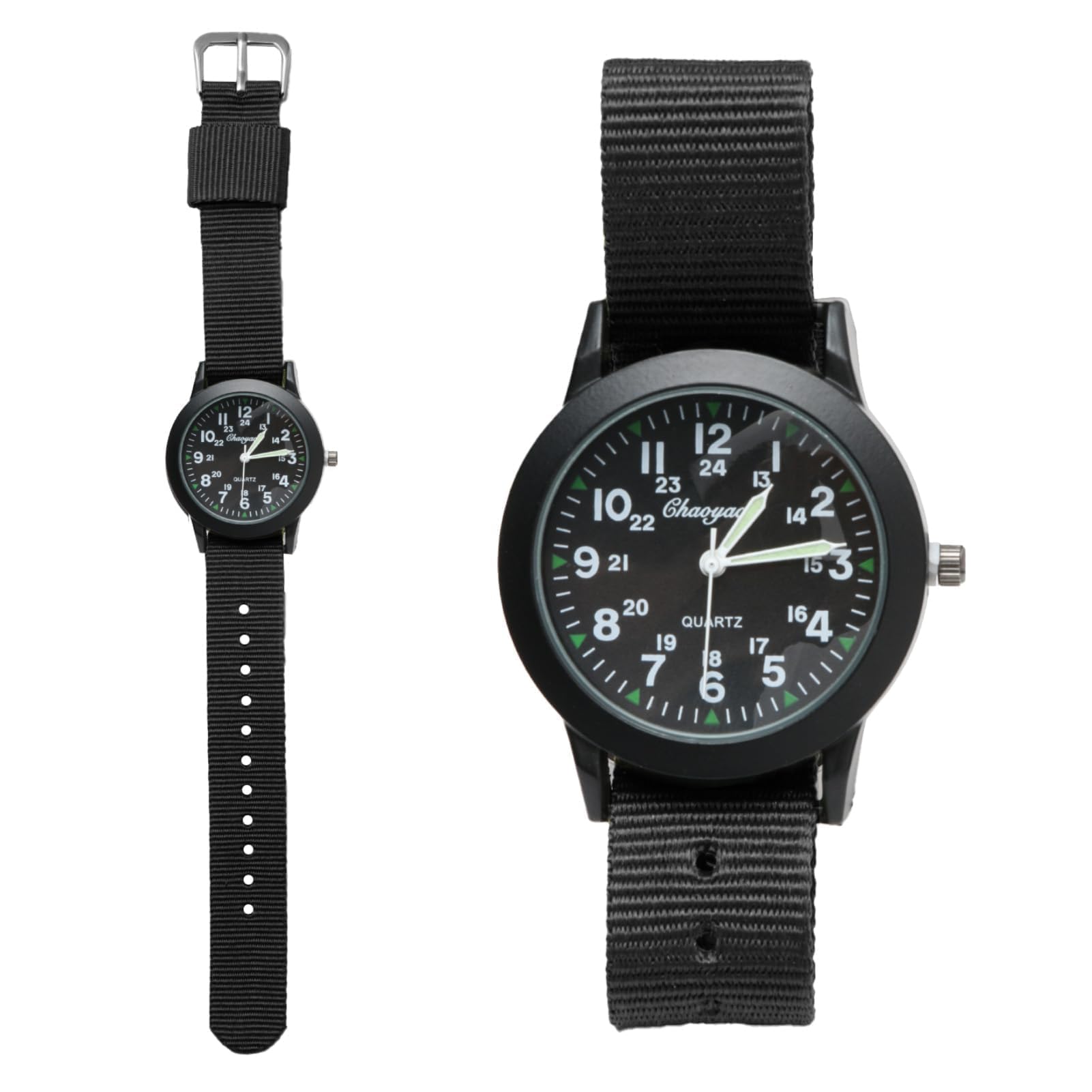 Military Watches for Men Mens Watches Men's Field Wrist Watch Analogue Quartz Watch Durable Outdoor Sport Black Wristwatch, Glow in The Dark, Minimalist Nylon Strap Affordable Tactical Army Watch