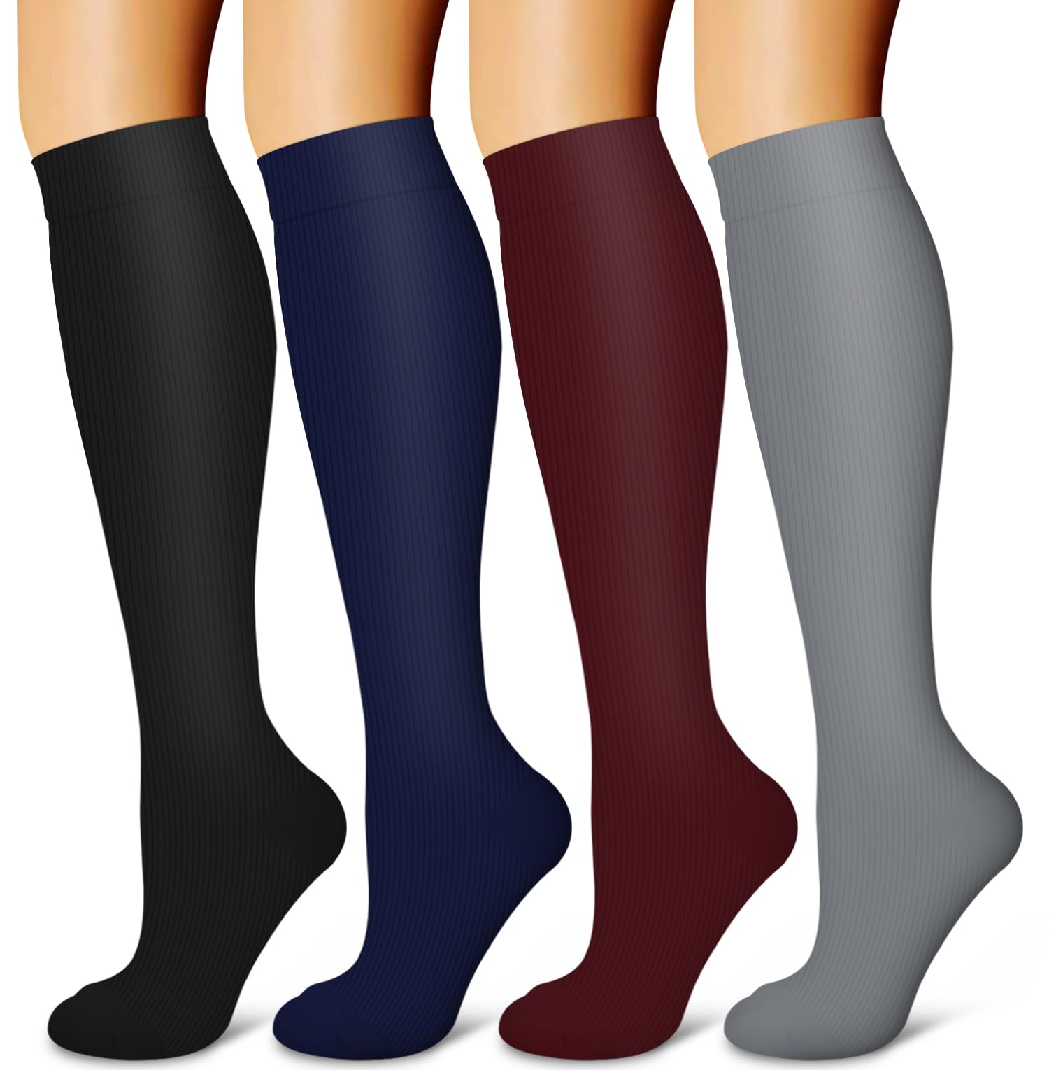 Laite Hebe 4 Pairs-Compression Socks for Women&amp;Men Circulation-Best Support for Nurses,Running,Athletic