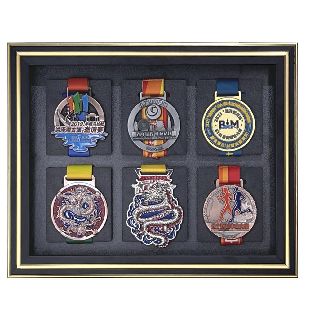 3D-Medaillen-Vitrine mit Fotorahmen, Wandhalterung, für Marathon, Fußball, Gymnastik, Schwimmen, Baseball und Sportauszeichnungen