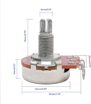 B250k Electric Guitar Bass Volume Tone Potentiometer, 5 Pack