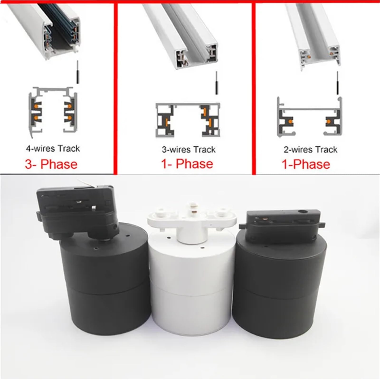 Faretti Led Soffitto,LED Track Light Faretto da incasso a soffitto con faretto a binario dimmerabile a 2/3 fili, monofase, 15 W, COB LED, AC110 V/220 V(15W a Body,DIMMABLE 4000K_2 WIRES 1 PHASE)