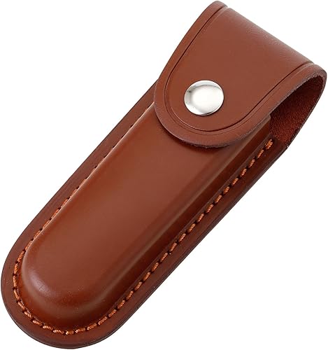 Funda para cuchillo de bolsillo, estuche plegable para cuchillos EDC de 5 pulgadas, funda portátil de cuero para cuchillos con cierre a presión y