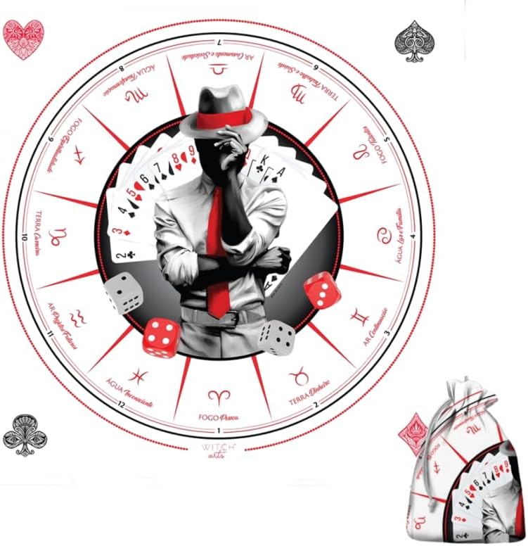 Kit Toalha Tecido Jogo Baralho Zé Pelintra 68 x 68 cm + Estojo