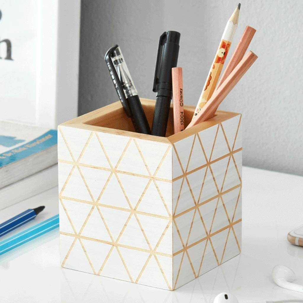Pot Crayon Porte Stylo Triangle Géométrique Porte-stylo Créatif Porte-crayon En Bois Multifonction Papeterie De Papeterie De Bureau Rangée Conteneur De Bureau Fournitures Range Stylo Organiseur de Bur