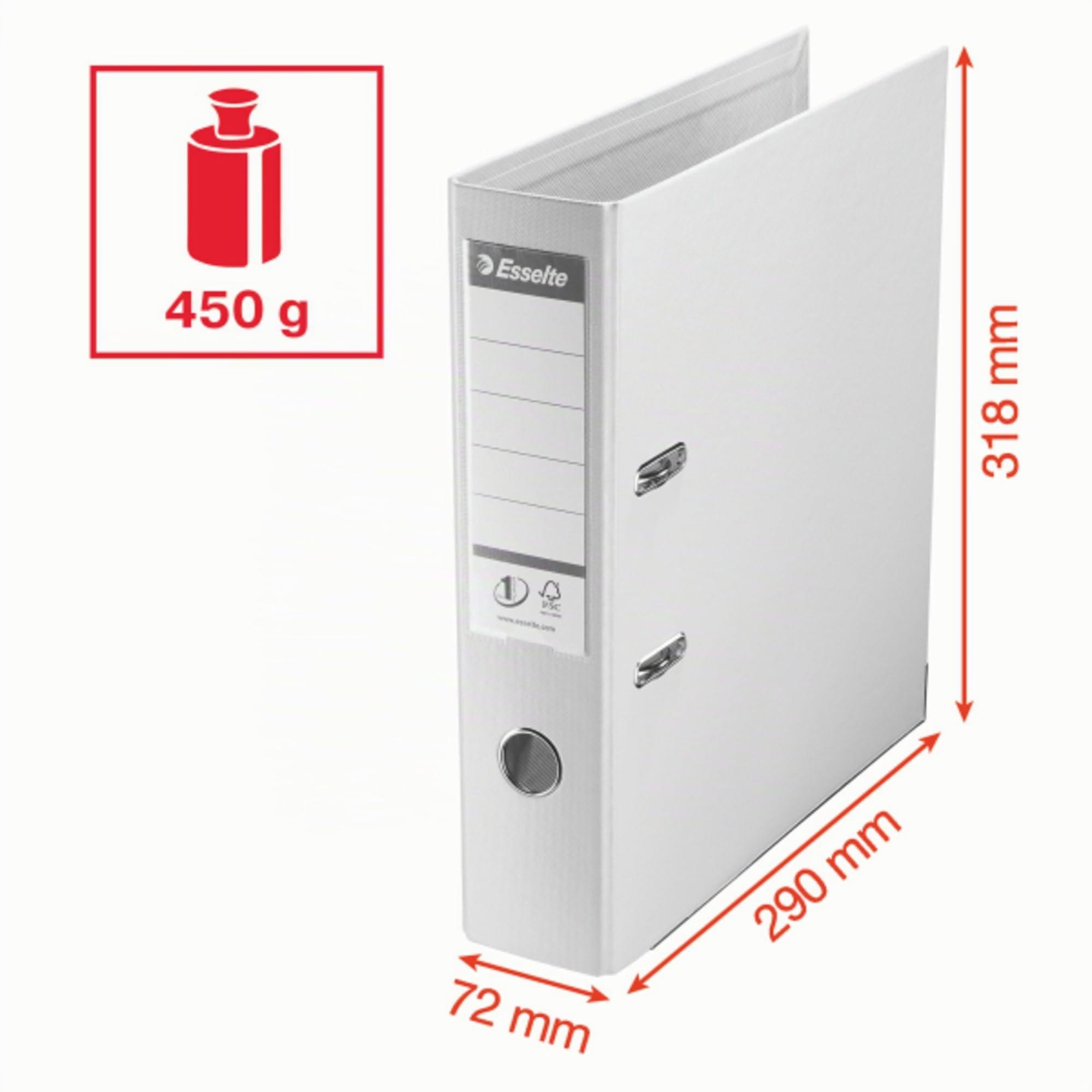 Esselte, Pack 5 Classeurs à levier A4, Dos 75 mm, 500 feuilles, Noir | Pack de 5 classeurs à levier A4, dos 75mm, capacité 500 feuilles, couverture polypropylène, coloris noir.
