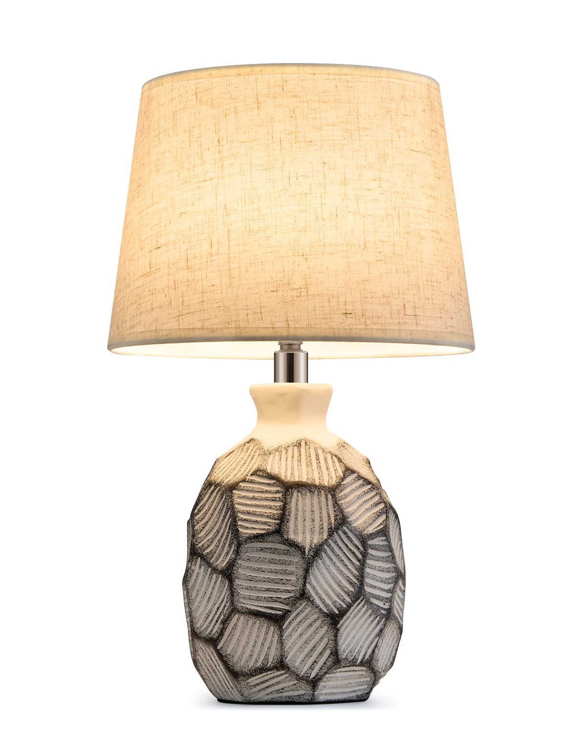 Piccola lampada da tavolo ricaricabile senza fili, 33 cm, base in ceramica costiera | Lampada da comodino a batteria, telecomando RGB, con telecomando, luce calda per camera da letto, soggiorno, cucina, patio