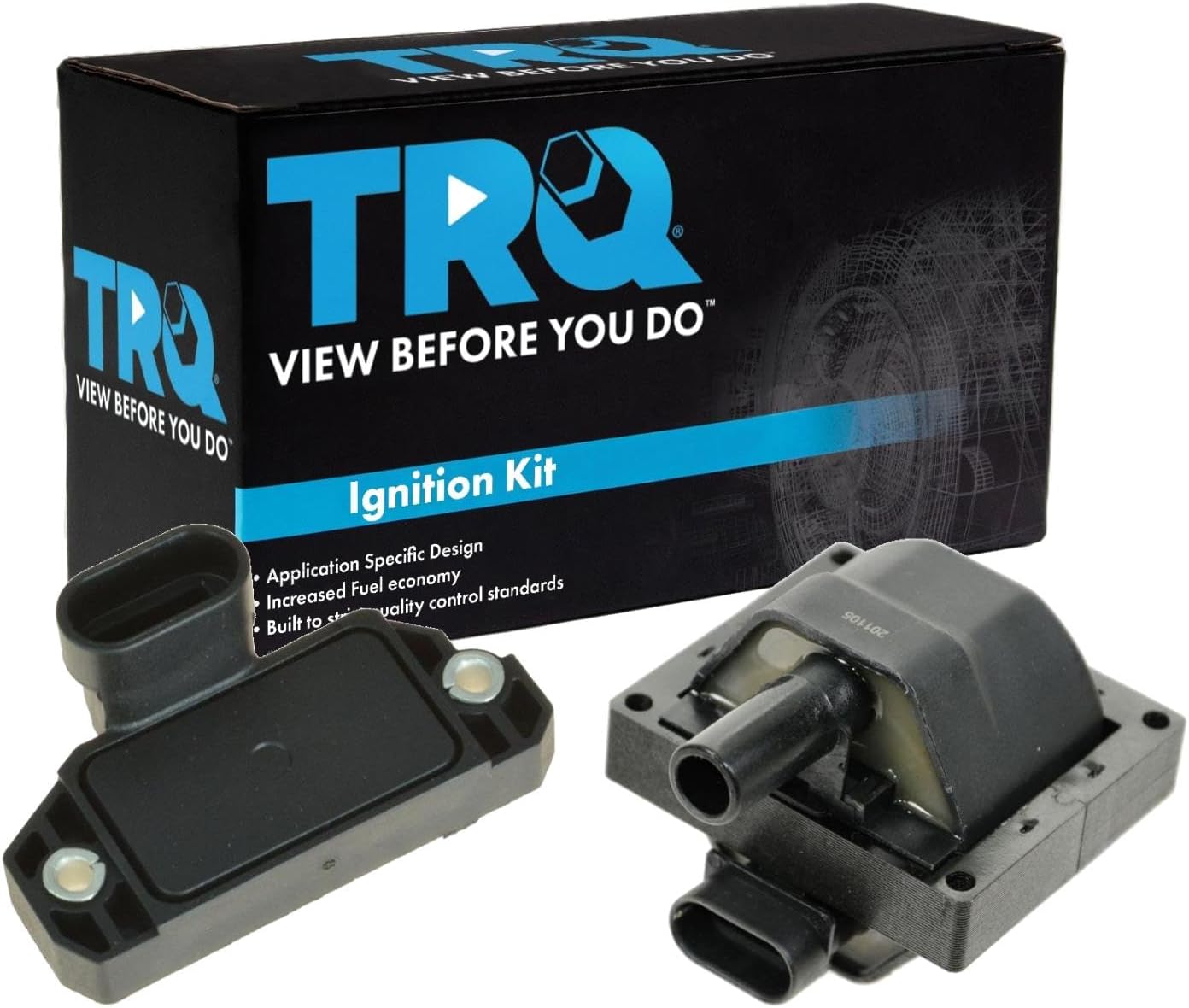TRQ Ignition Kit Ignition Coil Ignition Control Module Compatible with 96 Buick 96-00 Cadillac 96-07 Chevrolet GMC 97-00 Isuzu 96-01 Oldsmobile 96-97 Pontiac