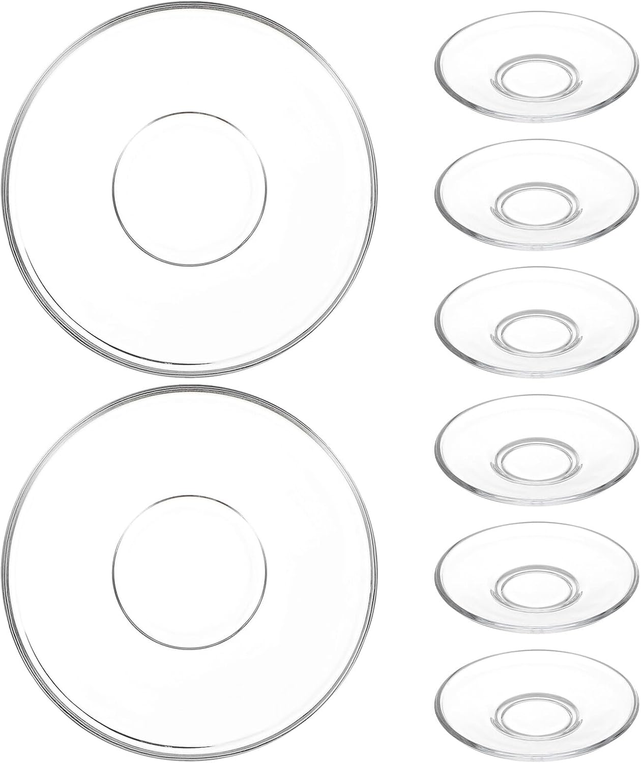 ARTIBETTER 8pcs Glass Tea Saucer Set 9x9cm Small round Coffee Cup Saucer Plates Tea Bag Holder Snack Dessert Serving Coasters for Home and Café Use