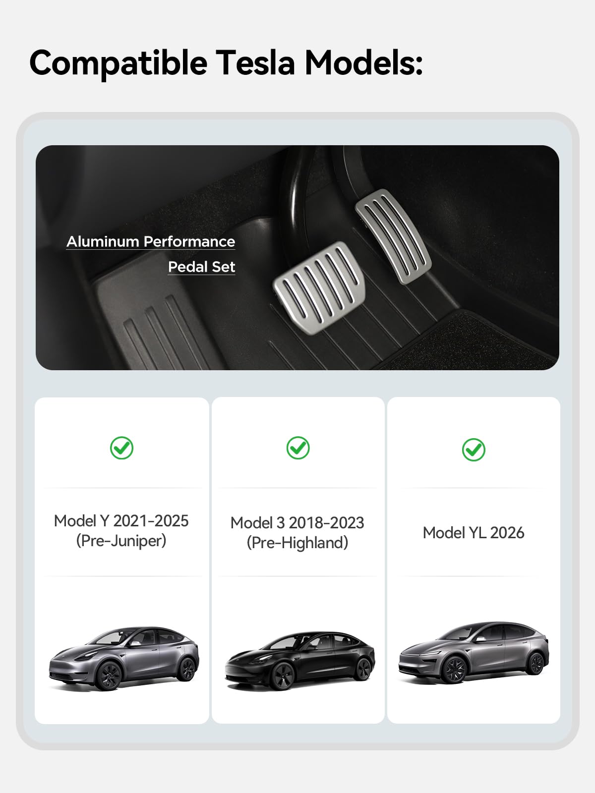 TPARTS Ensemble de pédales de Performance en Aluminium à Verrouillage Automatique pour Tesla Model 3 & Model Y - Couvre-pédales accélérateur et Frein - Protège-Pied antidérapant - Accessoires de
