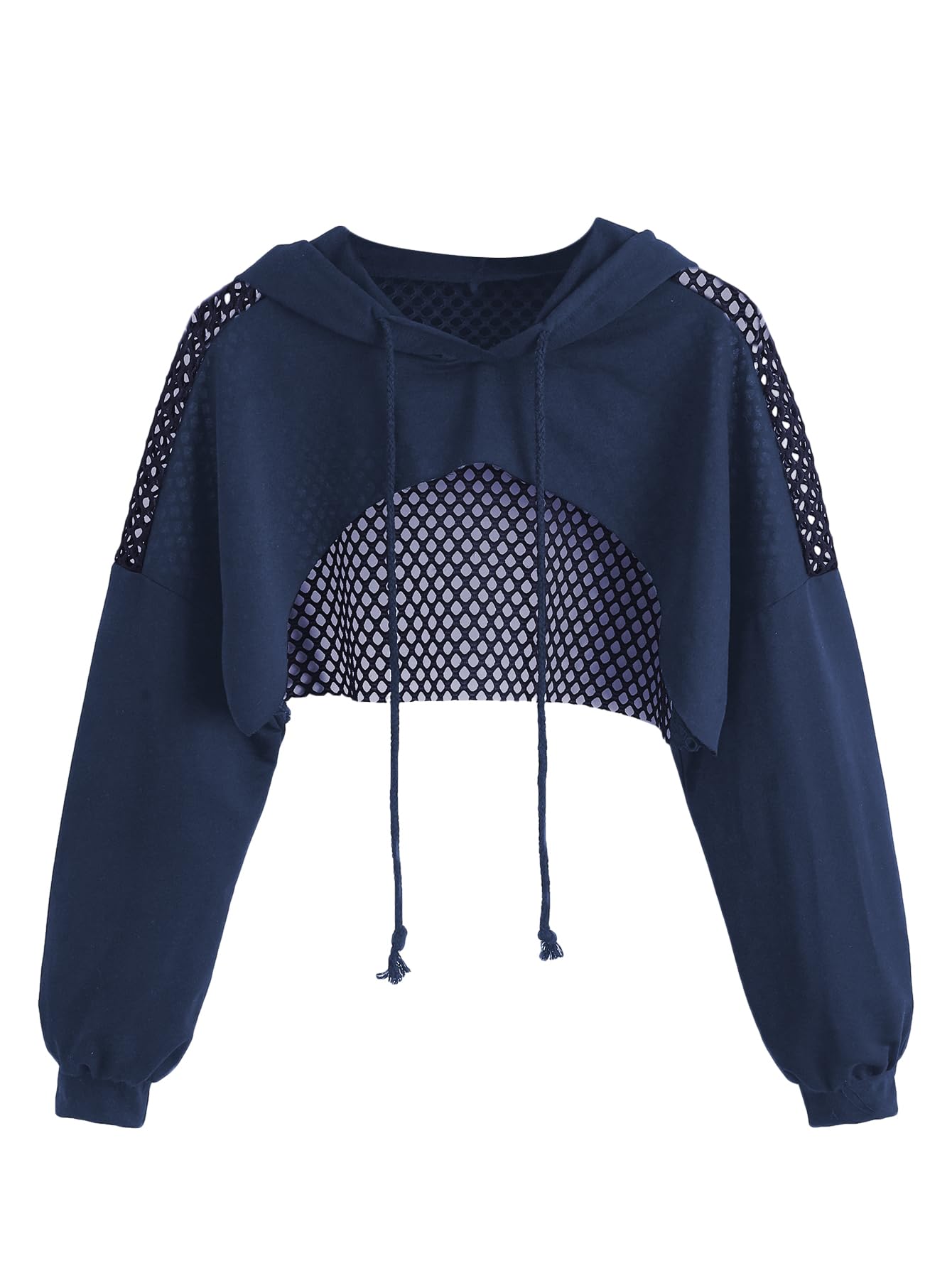 SweatyRocksWomen's Casual Solid Cut Out Front Long Sleeve Pullover Crop Top Sweatshirt