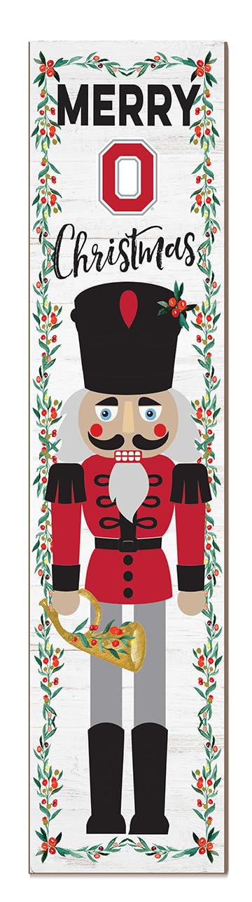KH Sports Fan Ohio State Buckeyes Nutcracker Porch Leaner, 11x46 Inches, Buckeyes Outdoor Christmas Sign; Display Some Holiday Cheer with This Ohio