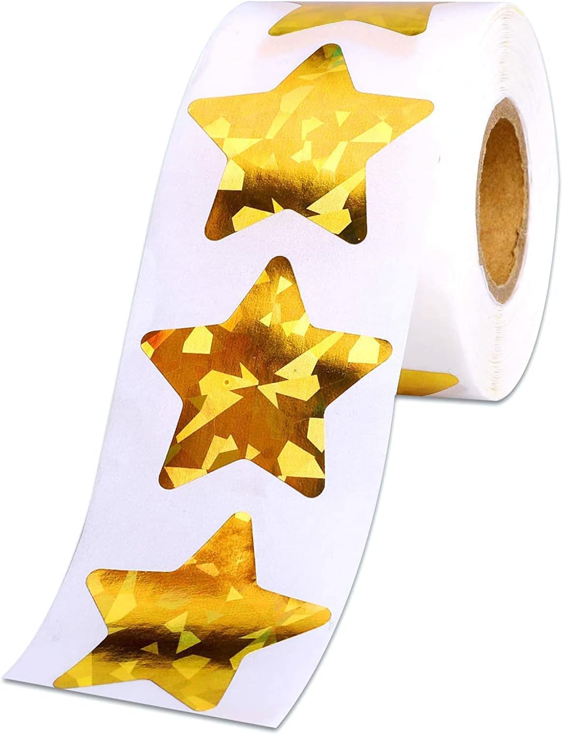 1.5" Large Holographic Gold Star Stickers for Kids Reward, 500 Pcs Foil Star Stickers Roll for Behavior Chart, Student Planner and School Classroom