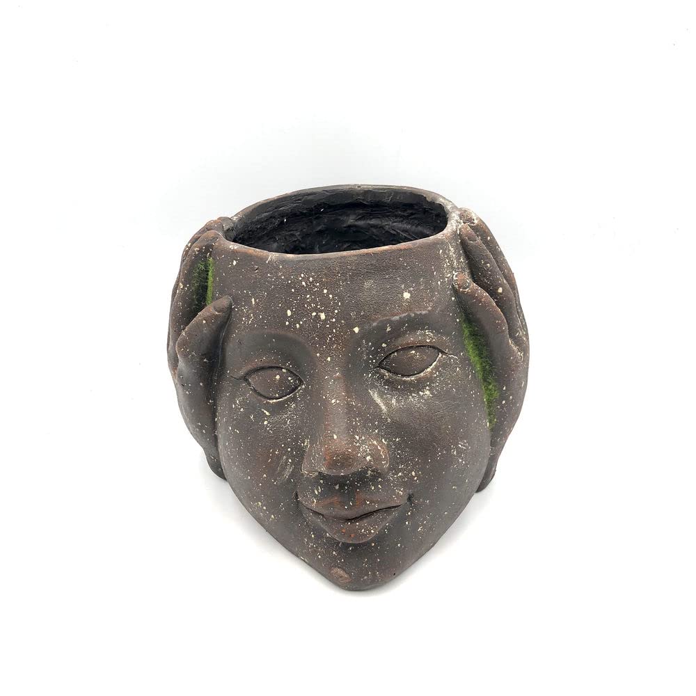 Pot de fleurs en fibre de verre gris bac à plante intérieur extérieur 29cm