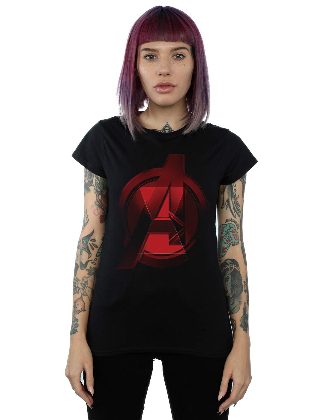 Marvel Women's Black Widow Movie Avengers Logo Cotton T-Shirt | Size: Large