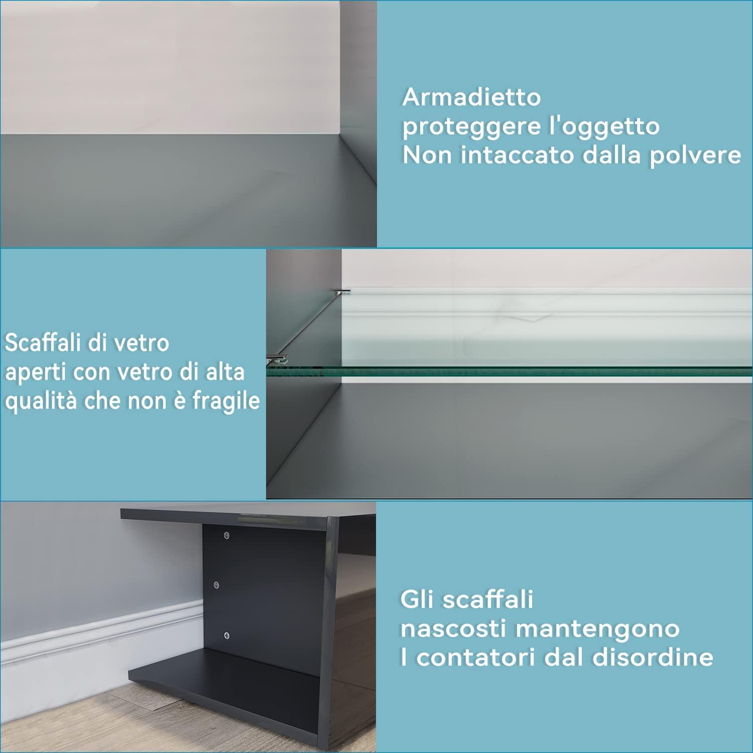 SONNI Mobile Porta TV Soggiorno 160x39x30cm, Mobiletto TV Nero, Mobile Sotto TV con illuminazione LED