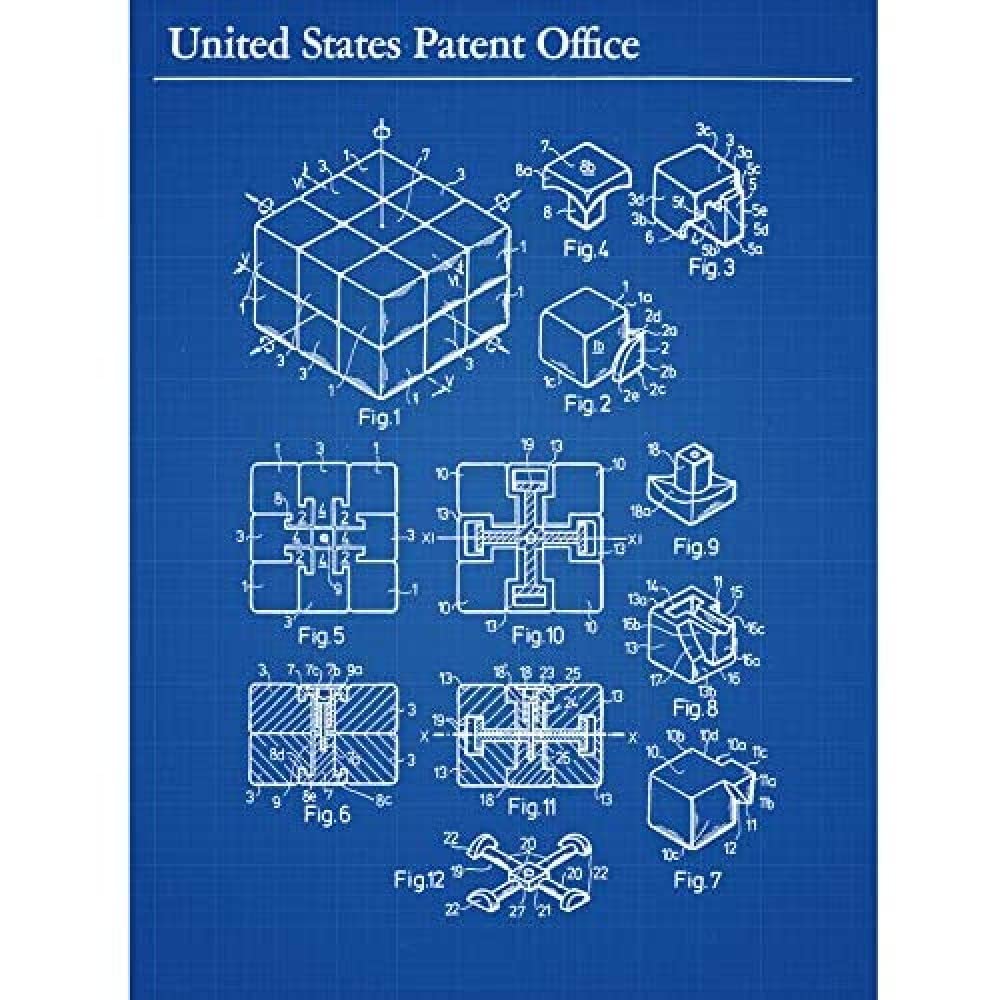 Artery8 Rubik Toy Spatial Logical 1983 Patent Plan Unframed Wall Art Print Poster Home Decor Premium