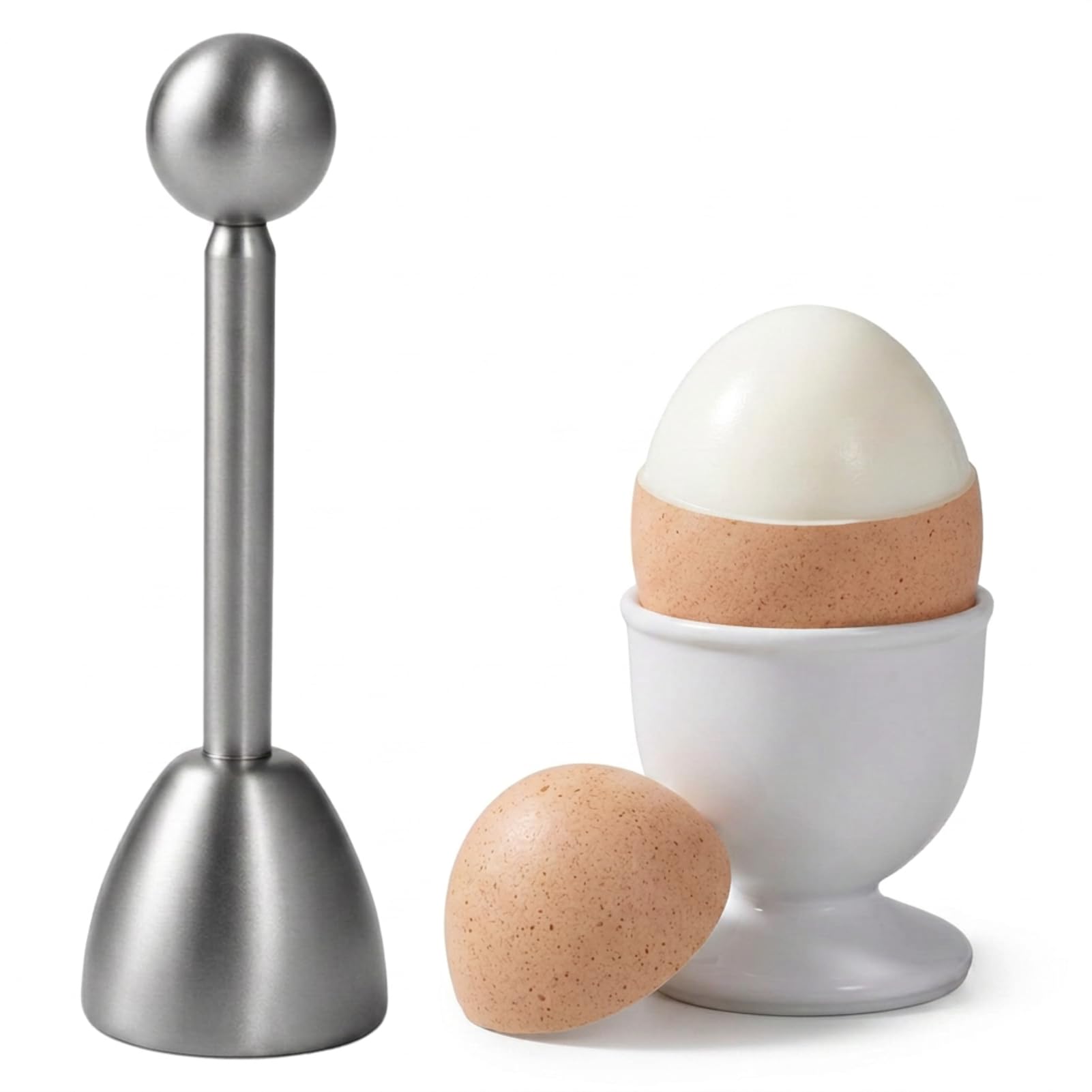 Stainless Steel Egg Topper with Egg Cup, Soft Hard Boiled Egg Cracker