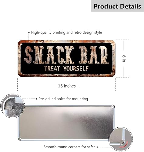 Miniatura 2 de Letreros de metal para snack bar, de 16 x 6 pulgadas, estilo vintage, retro, placa de lata para dormitorio, cocina, jardín, pub, club, café,