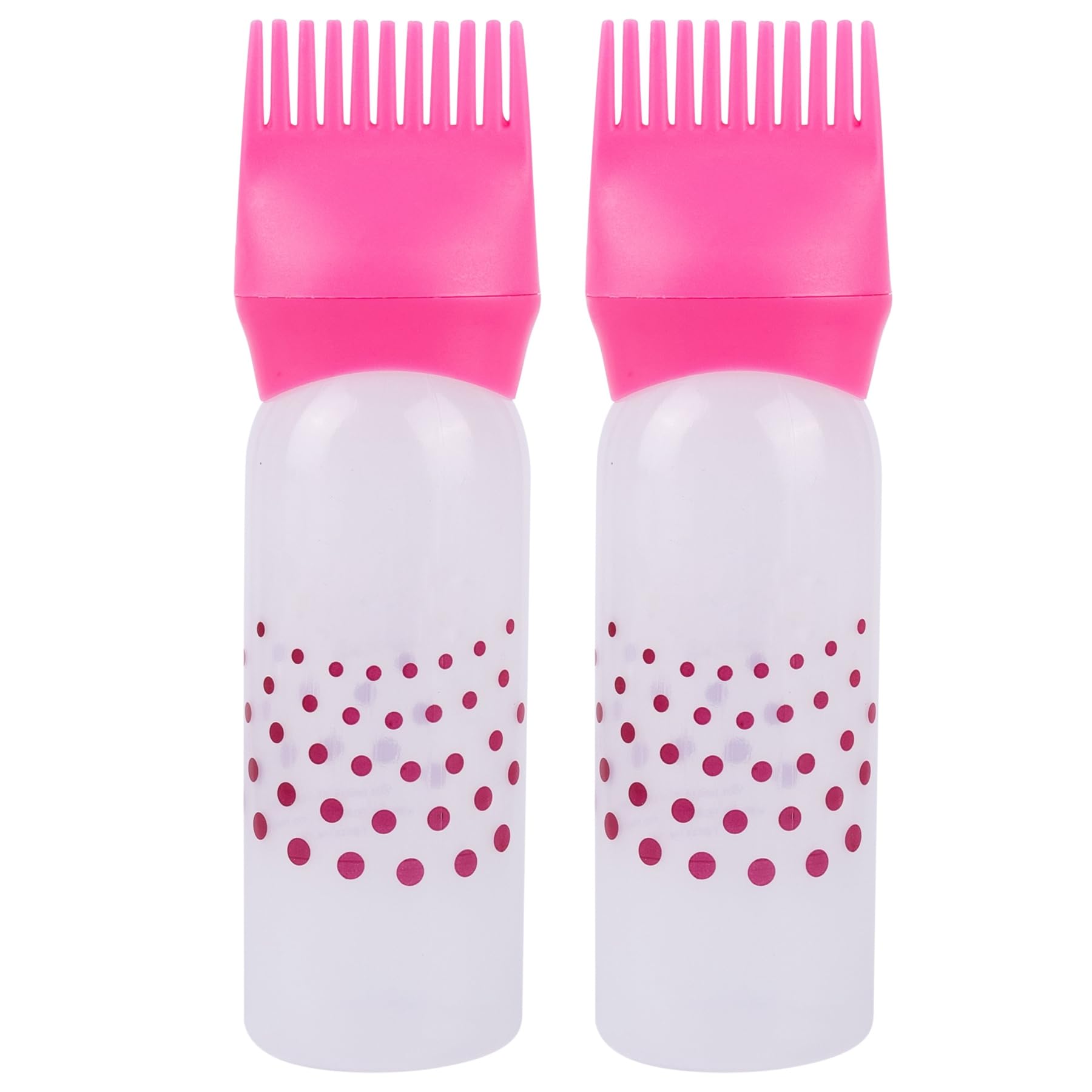 Framendino, 2 Pack Pink Root Comb Applicator Bottles Hair Dye Bottle Plastic Brush Comb Bottle with Graduated Scale for Hair Care