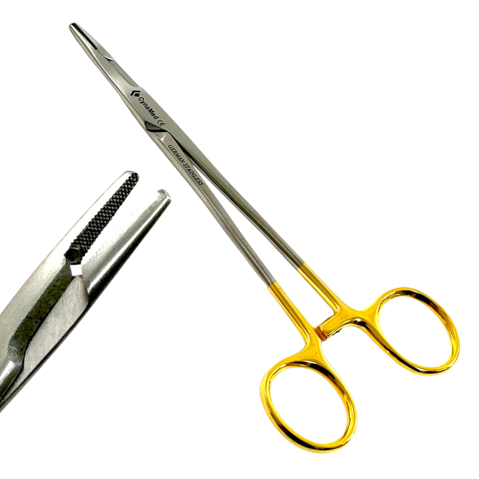 1 Each Olsen-Hegar Needle Driver, 6.5in (16.51cm) with Cutting Blades & Cross-Serrated Jaws - Ratchet Locking Gold Ciolor Handle - Autoclave-Safe Stainless Steel