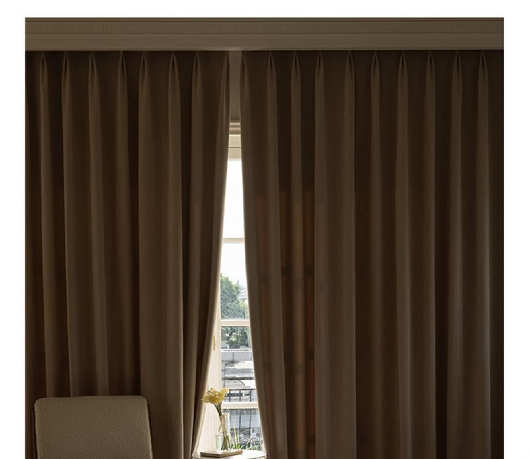Tenda da camera da letto, tenda da cucina jacquard testurizzata ciniglia beige scuro oscurante, 86 x 160 cm