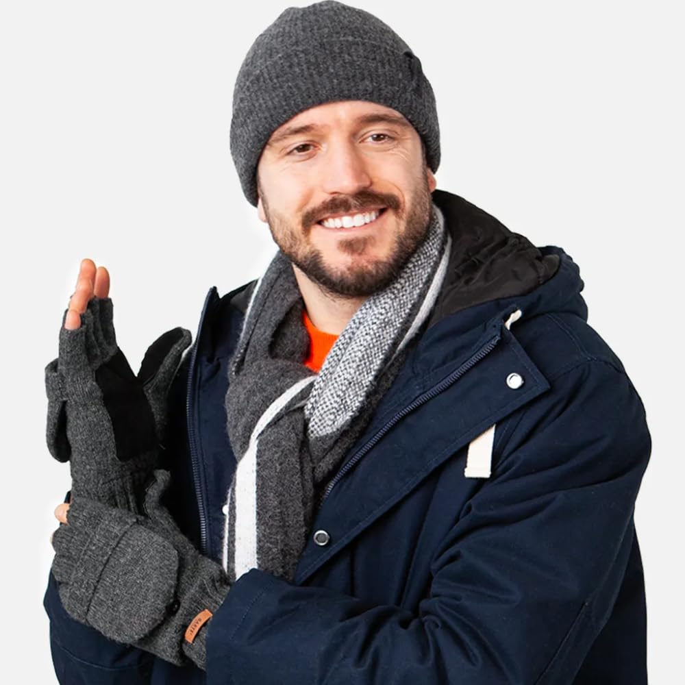 Barts Rękawiczki Wełniane Haakon FingerlessMężczyźni - z jednym palcem mitenki dzianiny podszewką Zima jesień-zima