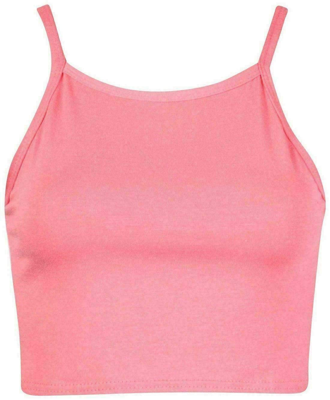 Womens Sleeveless Strappy Cami Bra Top Ladies Bralette Bra Comfy Yoga Top Sports Bra Summer Crop Top Cami Bra Tank Top (Coral UK 8-10)