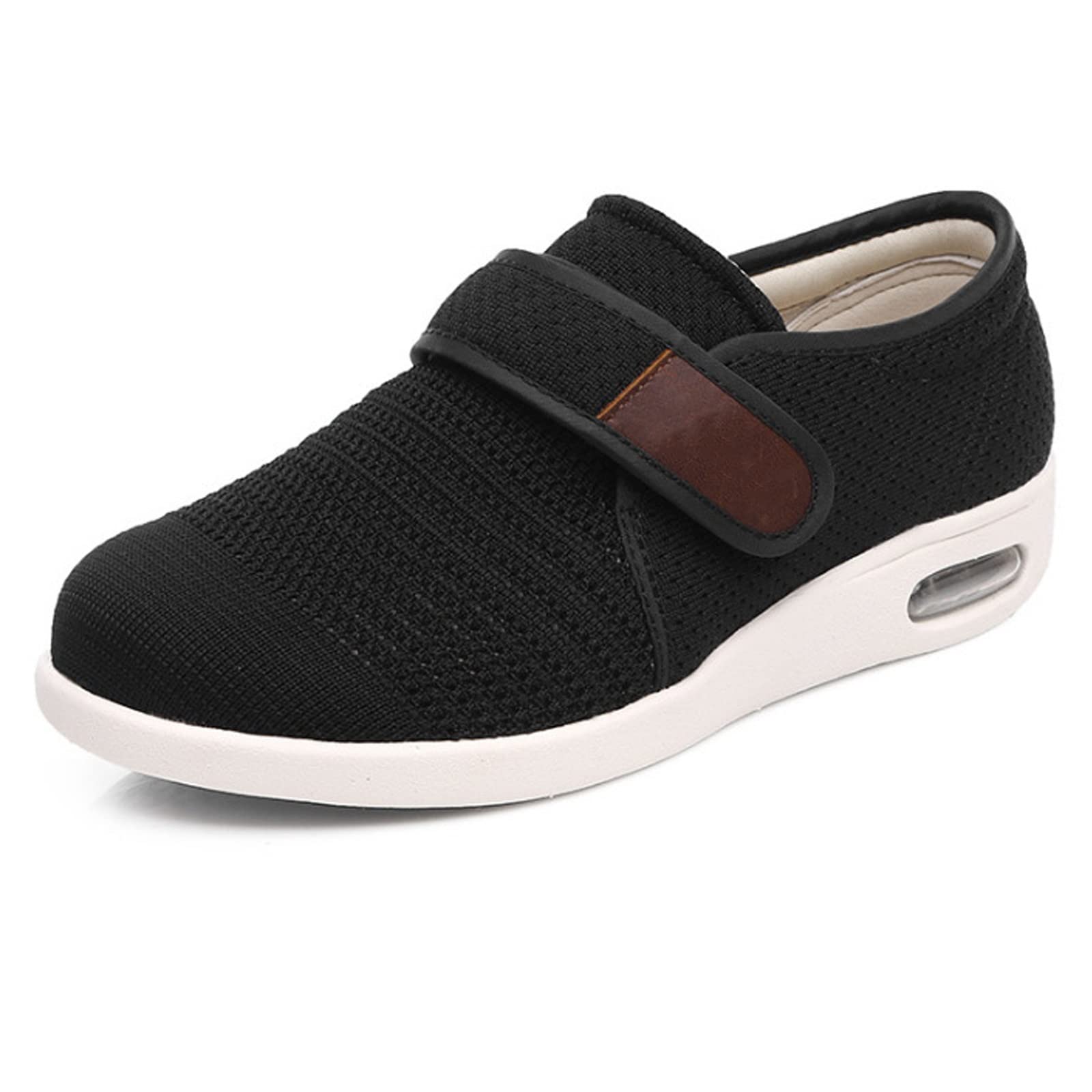 Chaussures De Marche Pour Diabétiques Et Pieds Sensibles - Confort Large, Semelle Antidérapante - Taille 43 Noir - Ajustables Et Légères